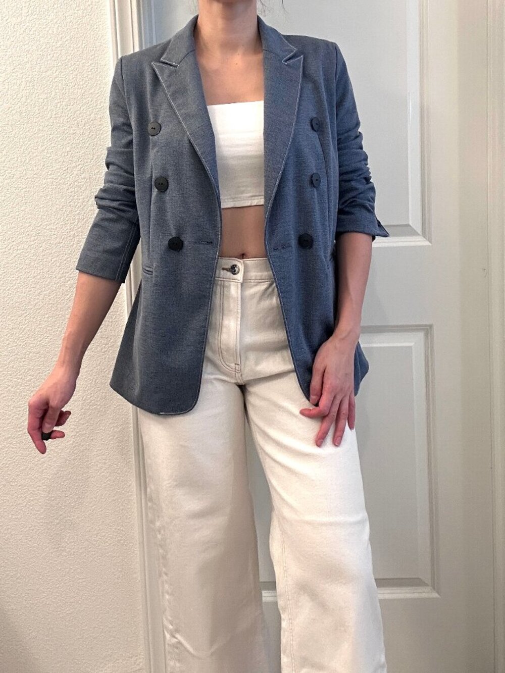 Tahari Double-Breasted Classic Blazer size 8/M Blue